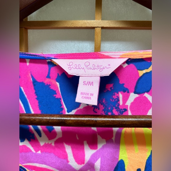 Lilly Pulitzer Julie Silk Multi Sunset CaftanTunic S/M - Picture 3 of 4